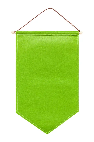 Grön Filt Hängande Flagga Skära Vitt — Stockfoto