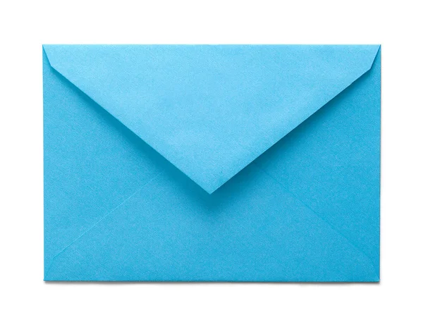 Envelope Papel Azul Aberto Cortado Branco — Fotografia de Stock