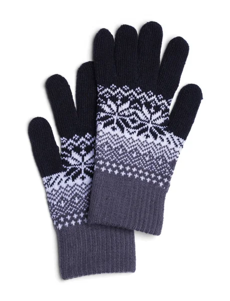 编织机冬季手套在白色上剪裁 — 图库照片