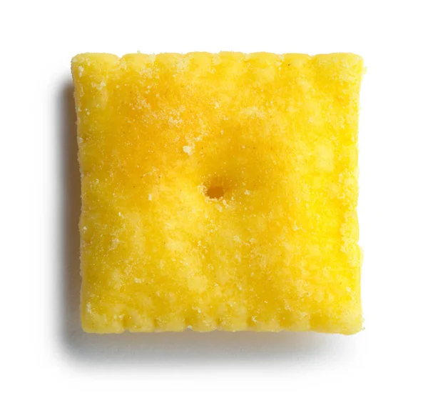 Square Cheese Cracker Cut Out White — Stock Photo, Image