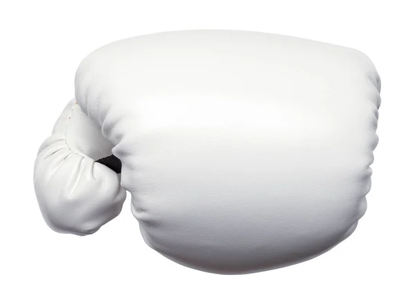 Luva Boxe Branca Única Vista Frontal Cortada — Fotografia de Stock