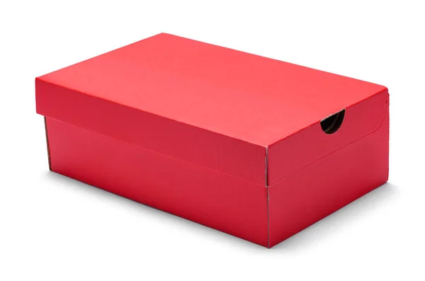 Caja Zapatos Cartón Rojo Recortada Blanco — Foto de Stock