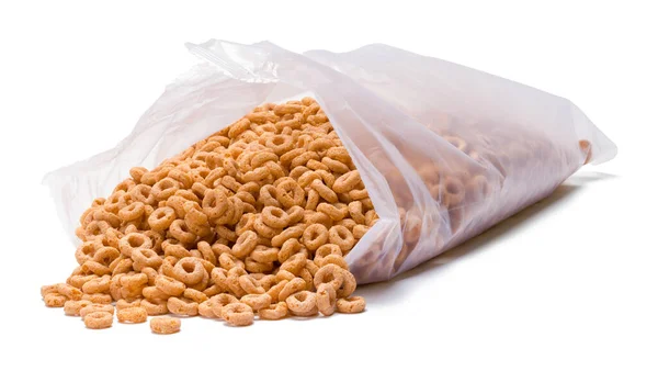 Spilled Bag Oat Loop Cereal Cut Out — Stock Photo, Image