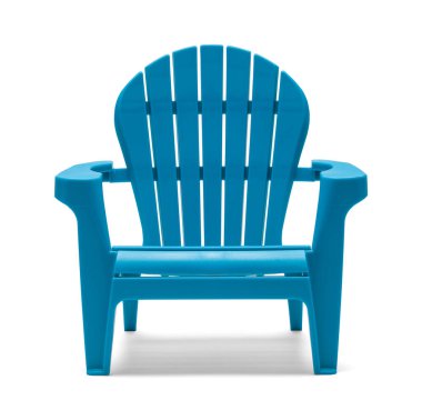 Blue Plastic Beach Chair  Front View Cut Out on White. clipart