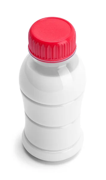 Kleine Plastikmilchflasche Ausgeschnitten Auf Weiß — Stockfoto