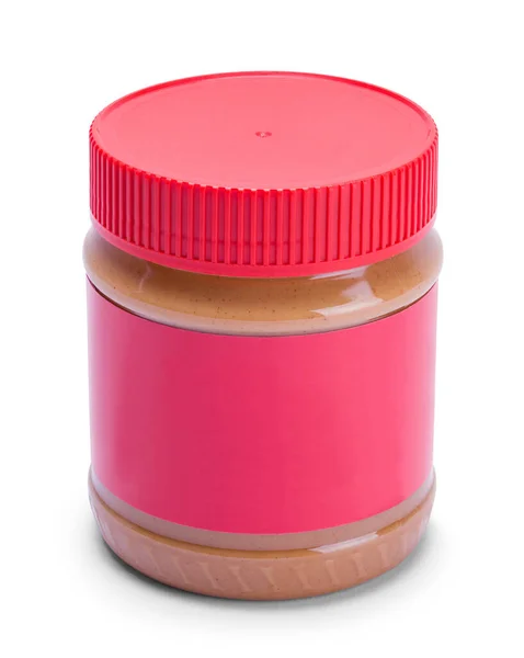 Jar Peanut Butter Cut Out White — Stock Photo, Image