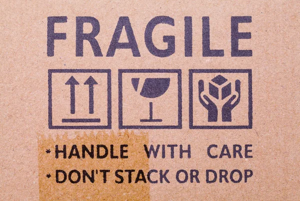 Cardboard Box Fragile Stamp Symbols — Foto de Stock