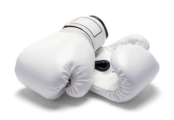 ホワイトボクシンググローブのペアカットアウト — ストック写真