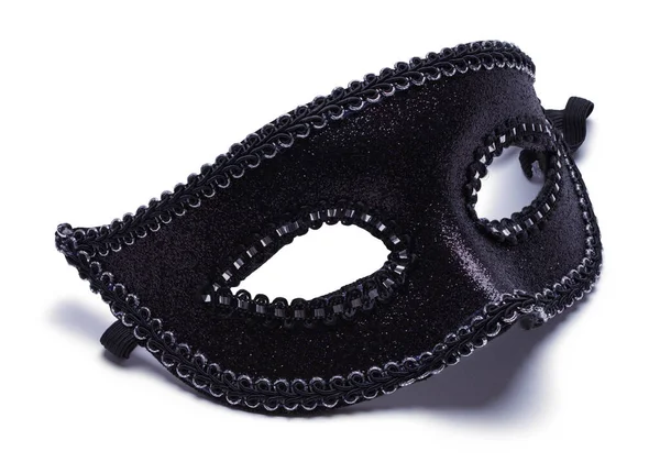 Schwarze Venezianische Maskenball Maske Auf Weiß Geschnitten — Stockfoto