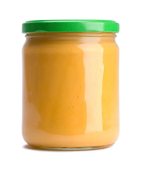 Tarro Salsa Salsa Queso Recortado Blanco — Foto de Stock