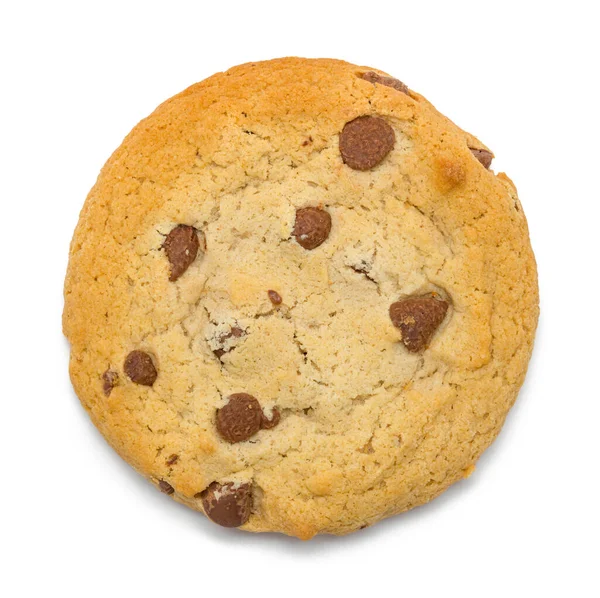 Singolo Cioccolato Chip Cookie Top View Cut Out — Foto Stock