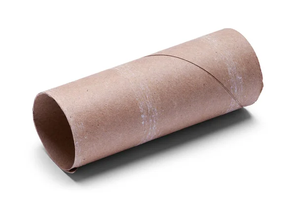 Used Toilet Paper Roll Cut Out White — Stock Photo, Image