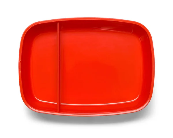 Roter Futterteller Tablett Ausgeschnitten Auf Weiß — Stockfoto