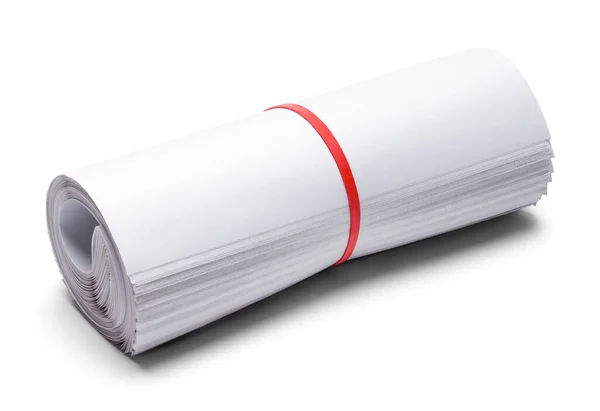 Large Rolled Newspaper Cut Out White — Stock Photo, Image