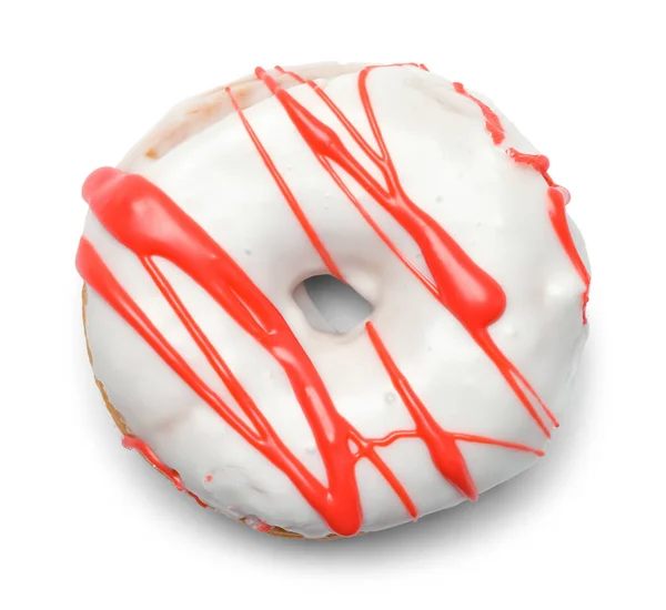 Frosted Donut Vista Superior Cortada Branco — Fotografia de Stock