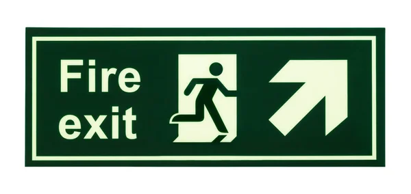 Fire Exit Sign Cut Out White — Stock Photo, Image