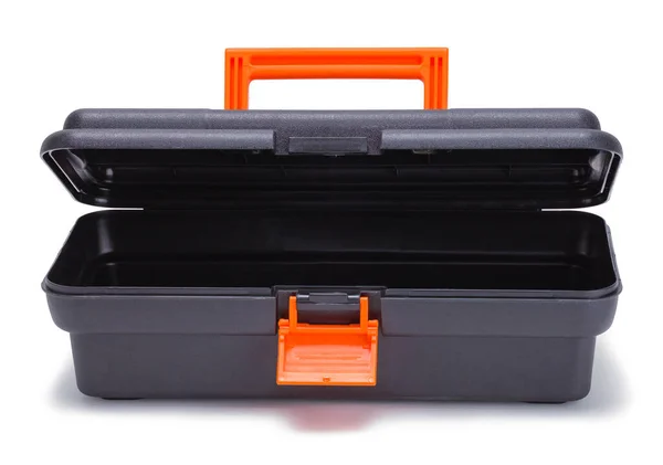 Open Black Plastic Tool Box Cut Out White — Stock Photo, Image