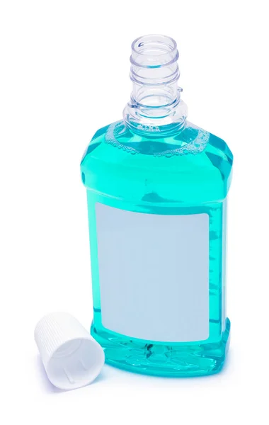 Open Fles Mondwater Uitgesneden Wit — Stockfoto