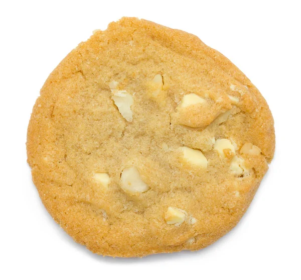 Single White Chocolate Chip Cookie Top View Cut Out — Fotografia de Stock