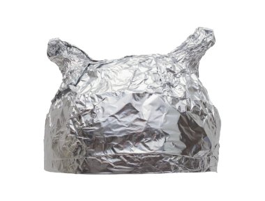 Aluminum Tin Hat Cut Out on White.