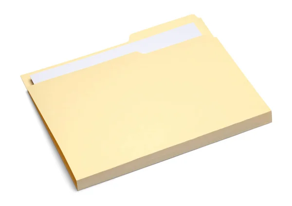Yellow Thick File Folder Paper Cut Out White — Stock fotografie