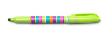 Open Green Felt TIp Marker Cut Out on White.