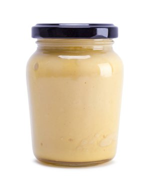 Jar of French Mustard Cut Out on White.