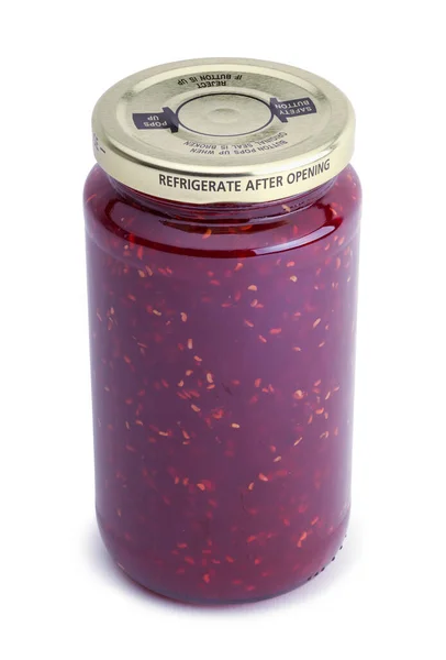Jar Rasberry Jam Cut Out White — Stock fotografie