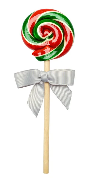 Red Green Peppermint Lollipop Cut Out White — Stock Photo, Image