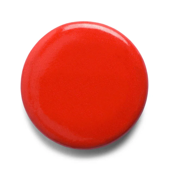 Bouton Rond Broche Rouge Découpé Sur Blanc — Photo