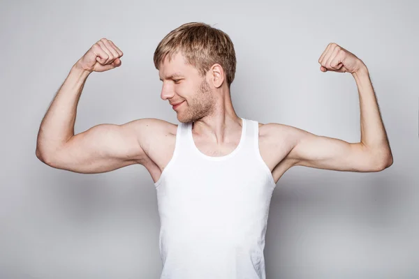 Conceptual portrait of a right handed man — Stock Photo, Image