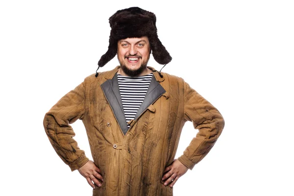 Happy crazy russian man smiling — Stock Photo, Image