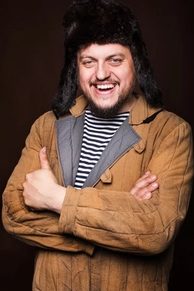 Feliz hombre ruso sonriendo, ok — Foto de Stock