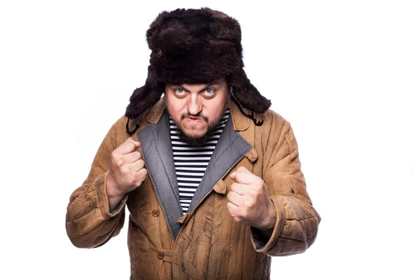 Angry russian man ready for a fight — Stock Photo, Image
