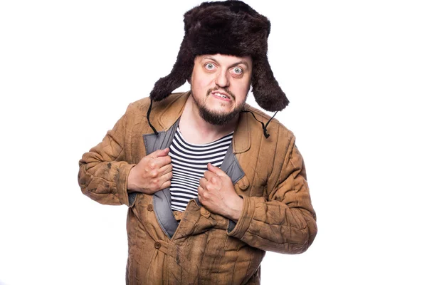 Angry russian man ready for a fight — Stock Photo, Image