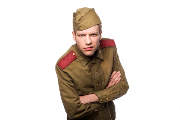 Russischer Soldat sieht wütend aus — Stockfoto