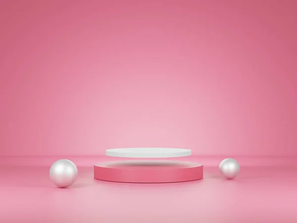 Пустой Подиум Фоне Розового Background Pink Продукта Stand Advertisement Презентации — стоковое фото