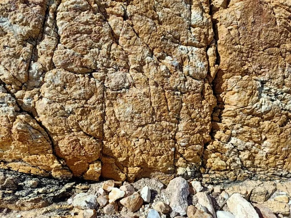 Brown Limestone Texture Stone Pattern Old Stone Background Cracked Limestone — Fotografia de Stock
