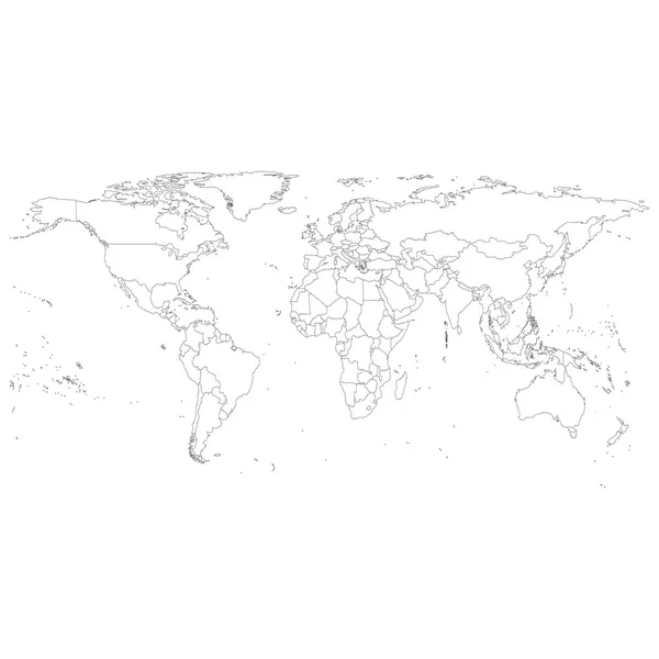 Mappa del mondo politico grigio — Vettoriale Stock