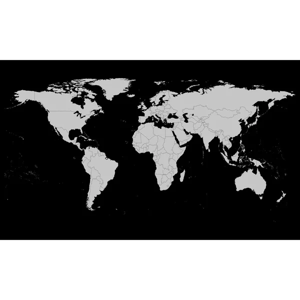 Mapa del mundo político negro — Archivo Imágenes Vectoriales