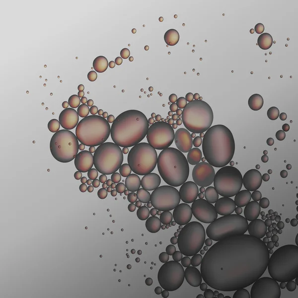 Gotas de aceite en el agua gris — Vector de stock