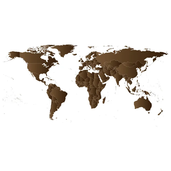 Mapa świata polityczna brązowy — Wektor stockowy