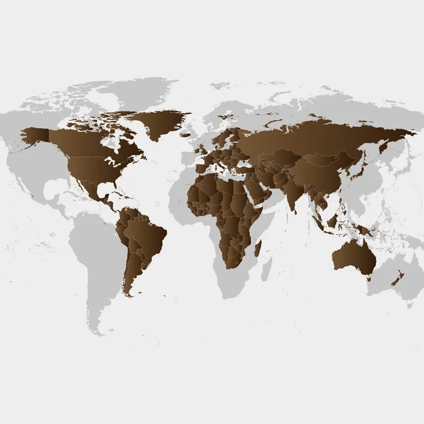 Карта коричневого мира — стоковый вектор