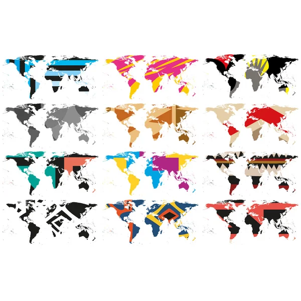 Zusammenstellung abstrakter Weltkarten — Stockvektor