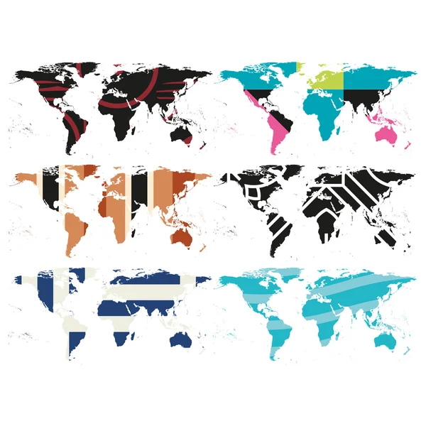 Serie di mappe astratte del mondo — Vettoriale Stock