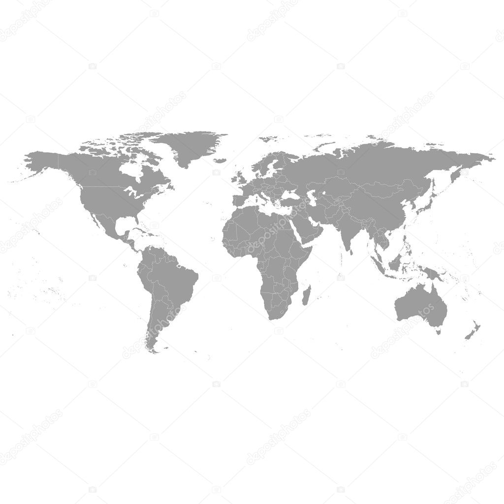 Gray Political World Map