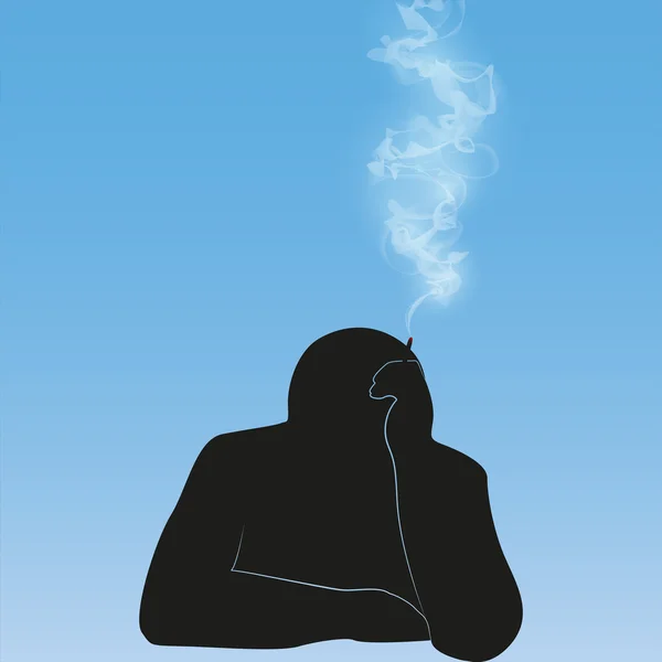 Silhouette smoking person — Stock Vector