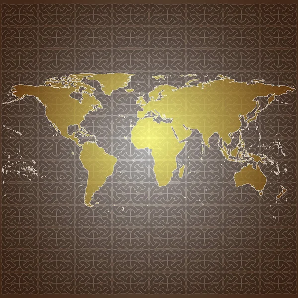 Goldene Weltkarte — Stockvektor