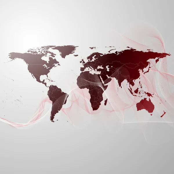 世界地图上的红色烟 — 图库矢量图片