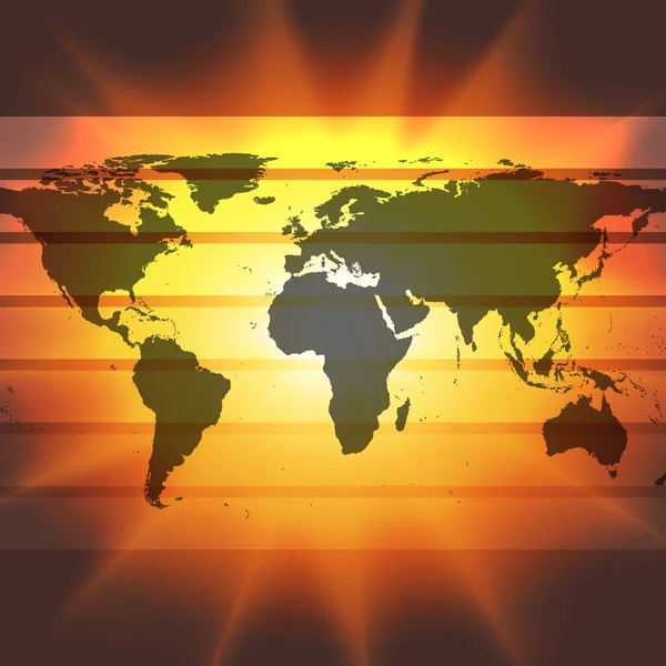 Weltkarte im Sonnenuntergang — Stockvektor